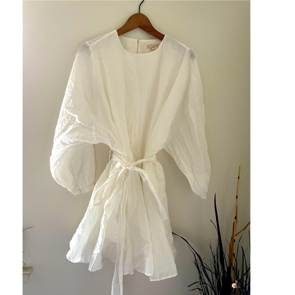 Balloon Sleeve White Dress